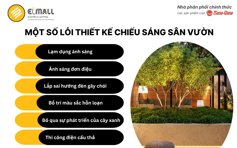 Một số lỗi thiết kế chiếu sáng sân vườn