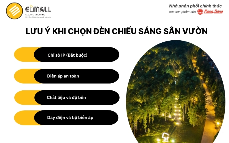 Những điều lưu ý khi chọn đèn chiếu sáng sân vườn