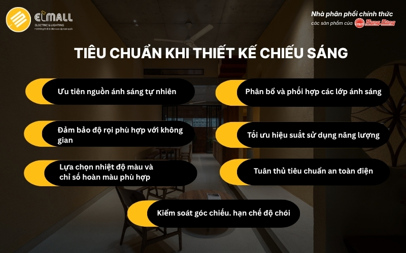 Thiết kế chiếu sáng cần tuân thủ những tiêu chuẩn nào