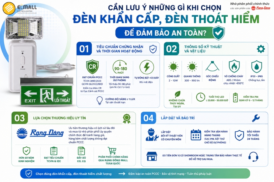 lưu ý khi chọn đèn led sự cố và đèn exit