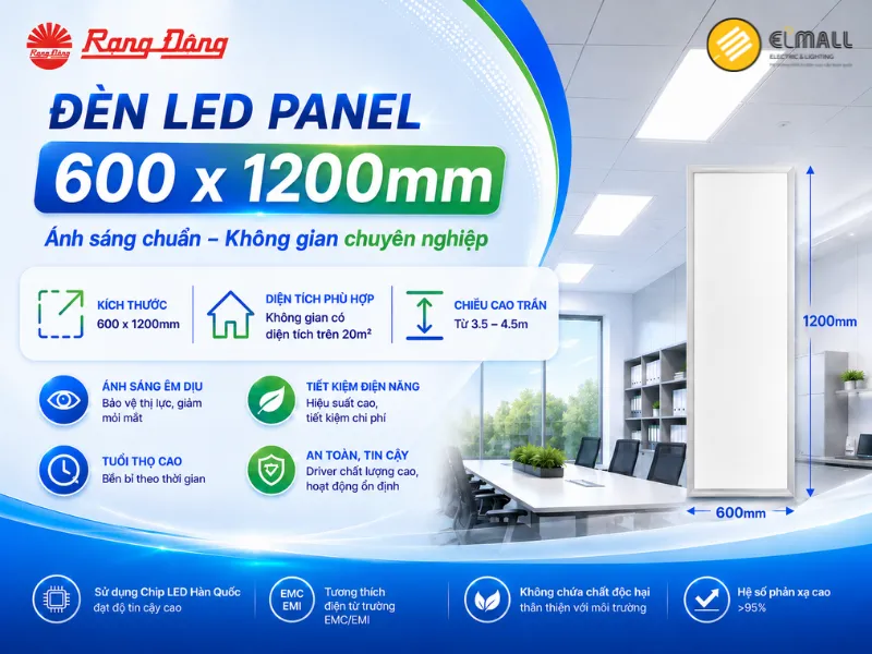 đèn led panel 600x1200 rạng đông