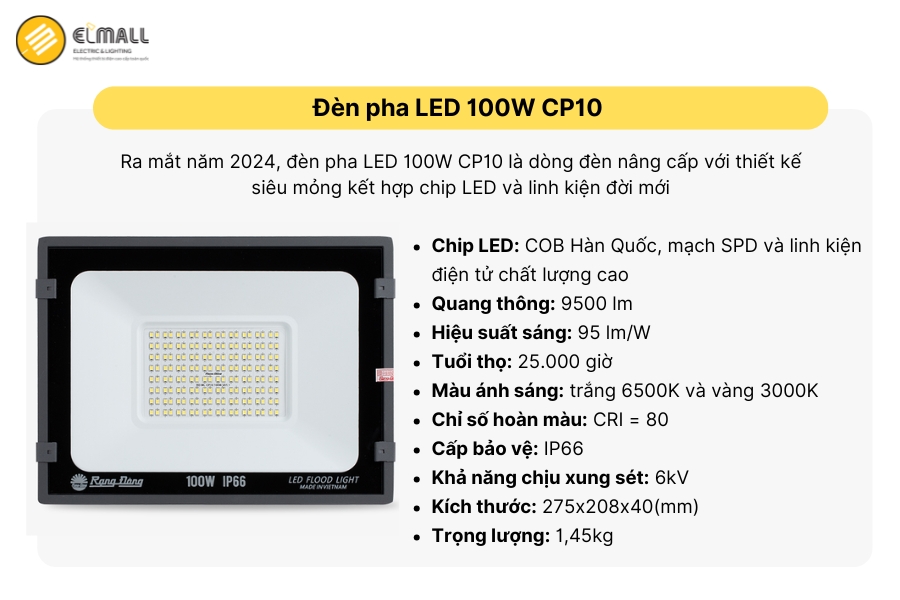 đèn led chiếu pha cp10 100w