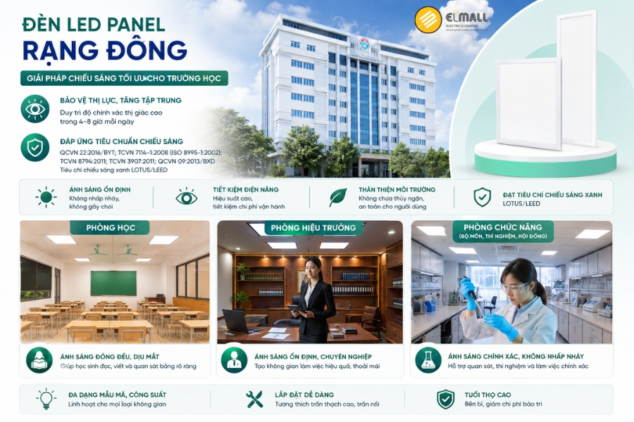 đèn led panel chiếu sáng lớp học