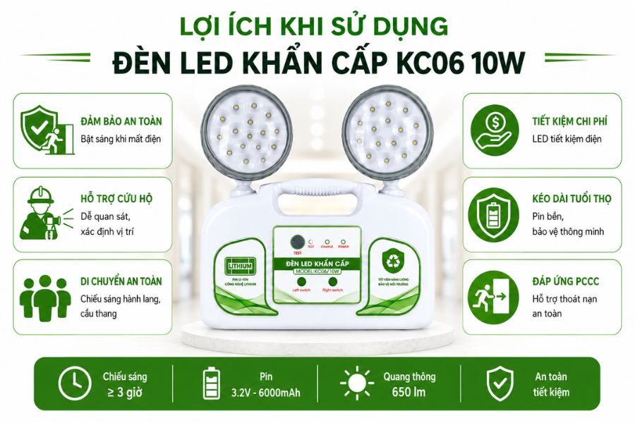 Lợi ích khi sử dụng đèn LED khẩn cấp KC06 10W