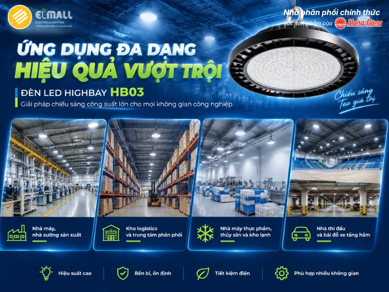 ứng dụng chiếu sáng đèn hb03 rạng đông